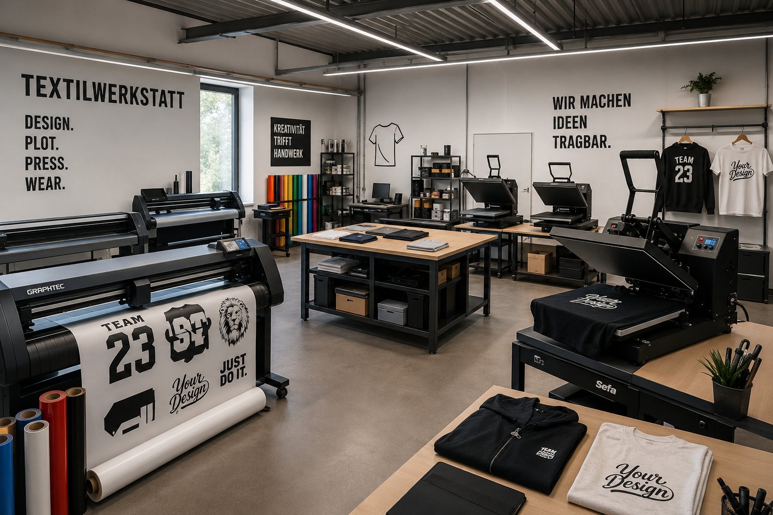 Textilwerkstatt Marketing-MV &mdash; Plotter, Hei&szlig;presse und veredelte Shirts