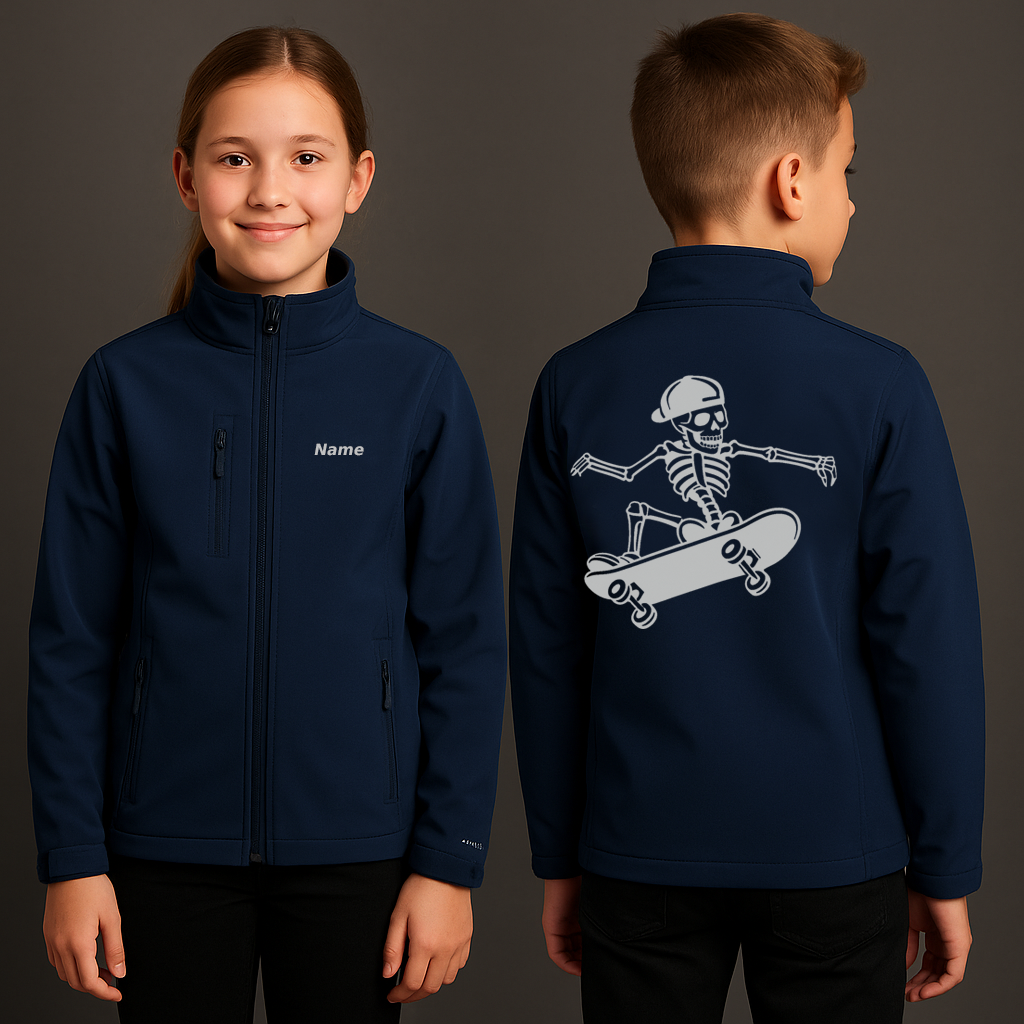 Skateboard Skelett Kids Softshell Jacket | reflect+ by Marketing-MV