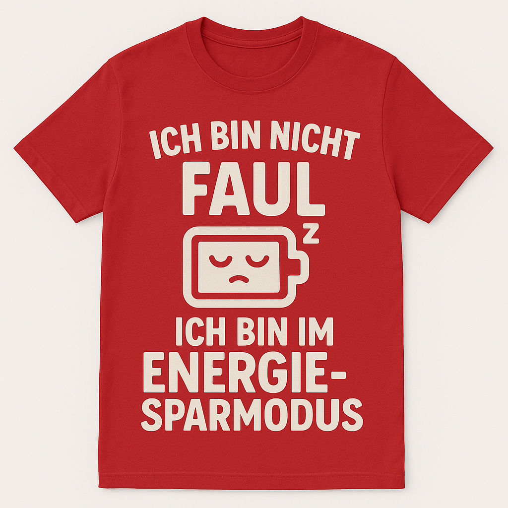 Ich bin nicht faul – Ich bin im Energiesparmodus – Fun Shirt by Marketing-MV.com