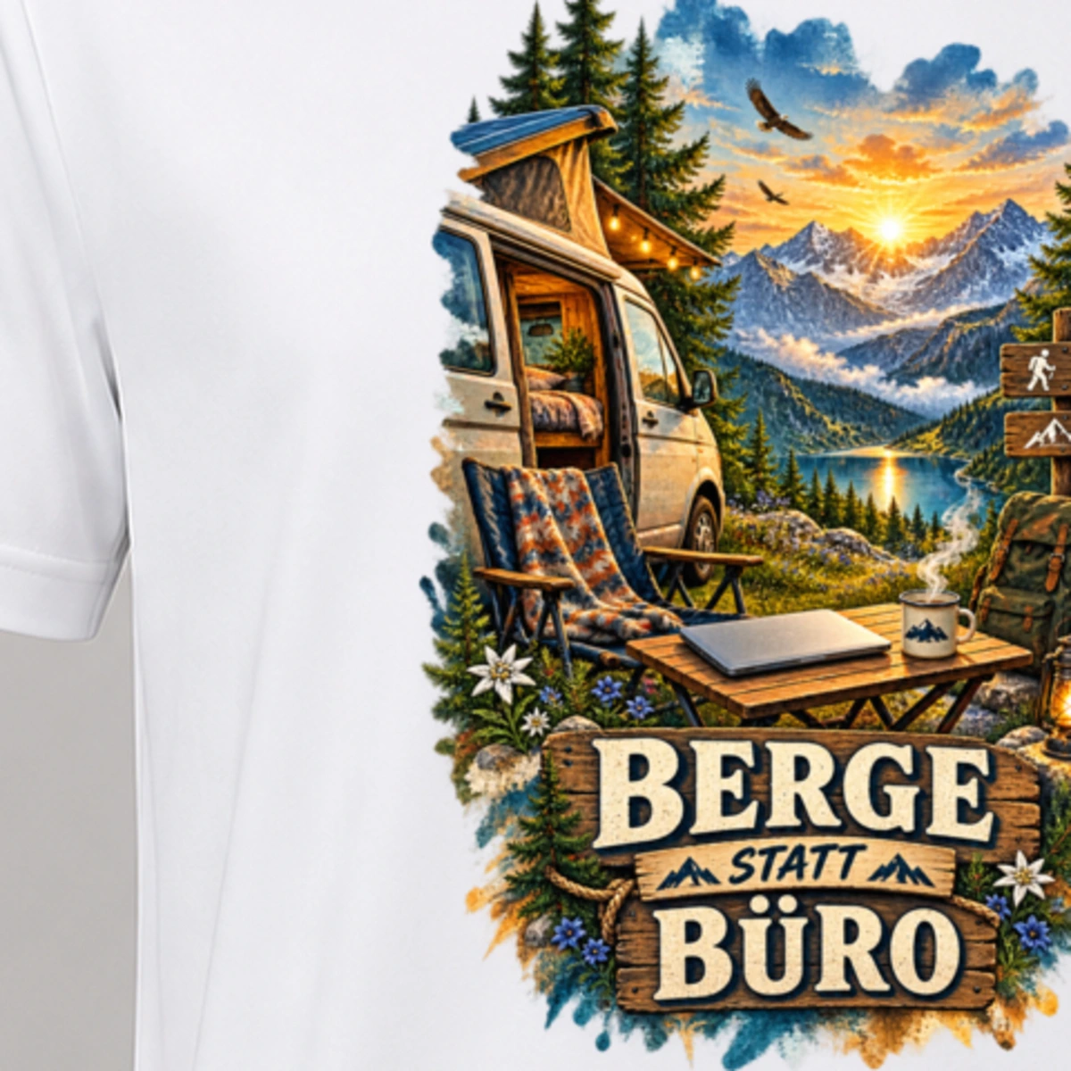 Berge statt Buero T-Shirt Sublimation | Marketing-MV