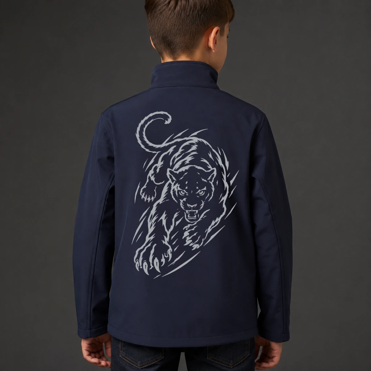 Panther-Sprung Kids Softshelljacke | reflect+ by Marketing-MV