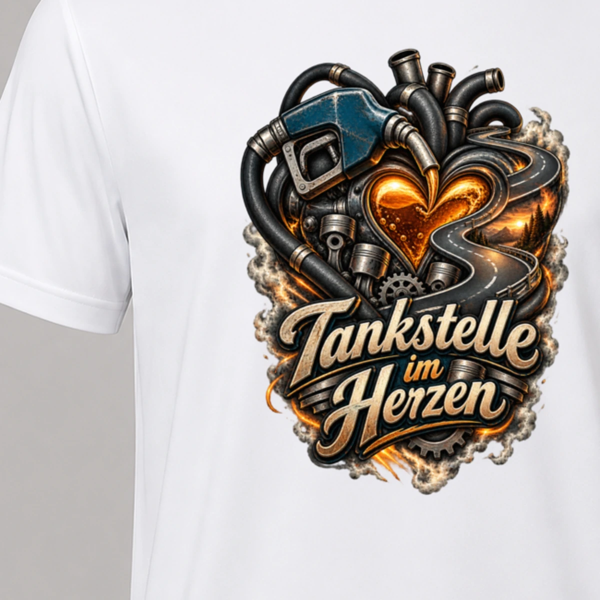 Tankstelle im Herzen T-Shirt Sublimation | Marketing-MV