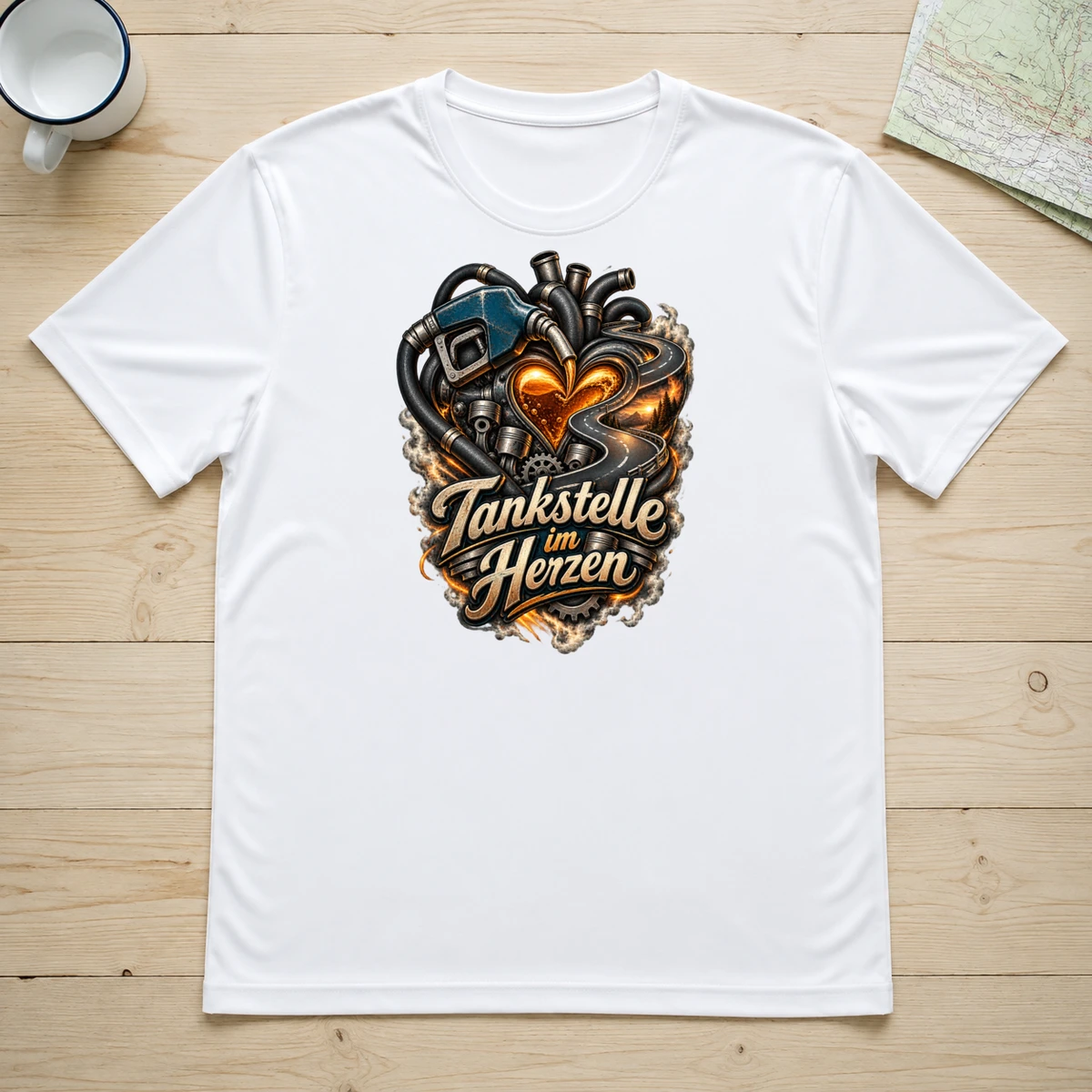 Tankstelle im Herzen T-Shirt Sublimation | Marketing-MV