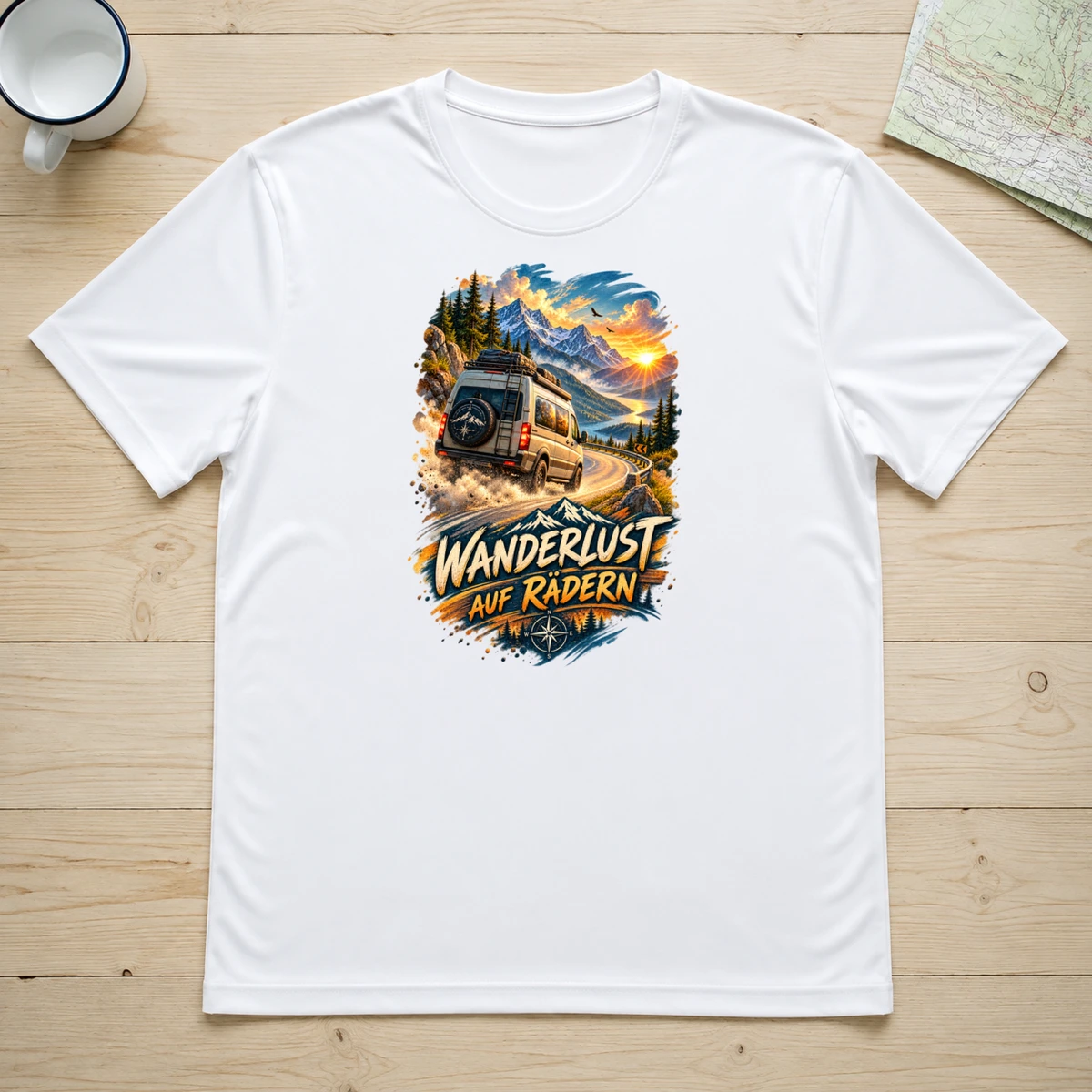 Wanderlust auf Raedern T-Shirt Sublimation | Marketing-MV