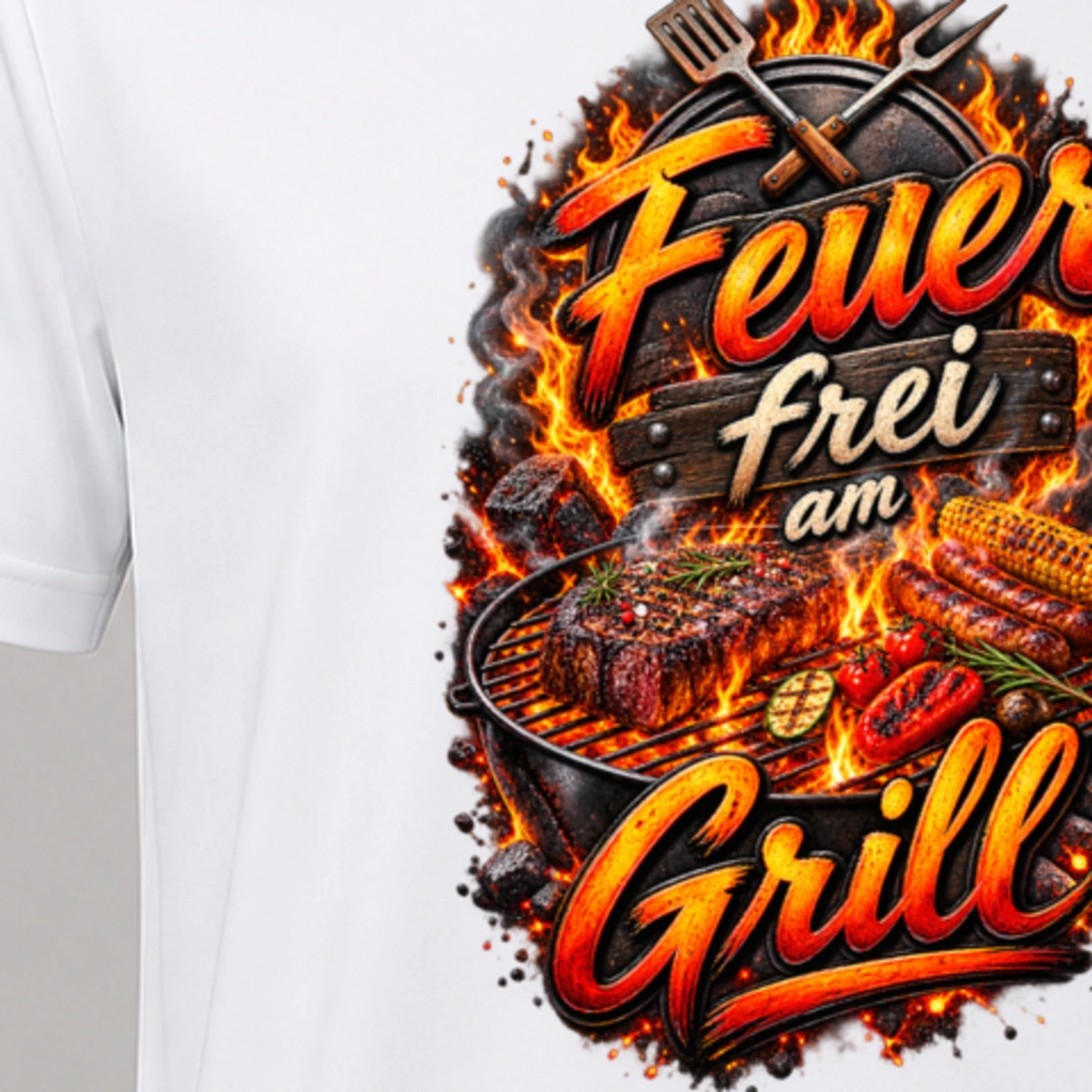 Feuer frei am Grill T-Shirt Sublimation | Marketing-MV