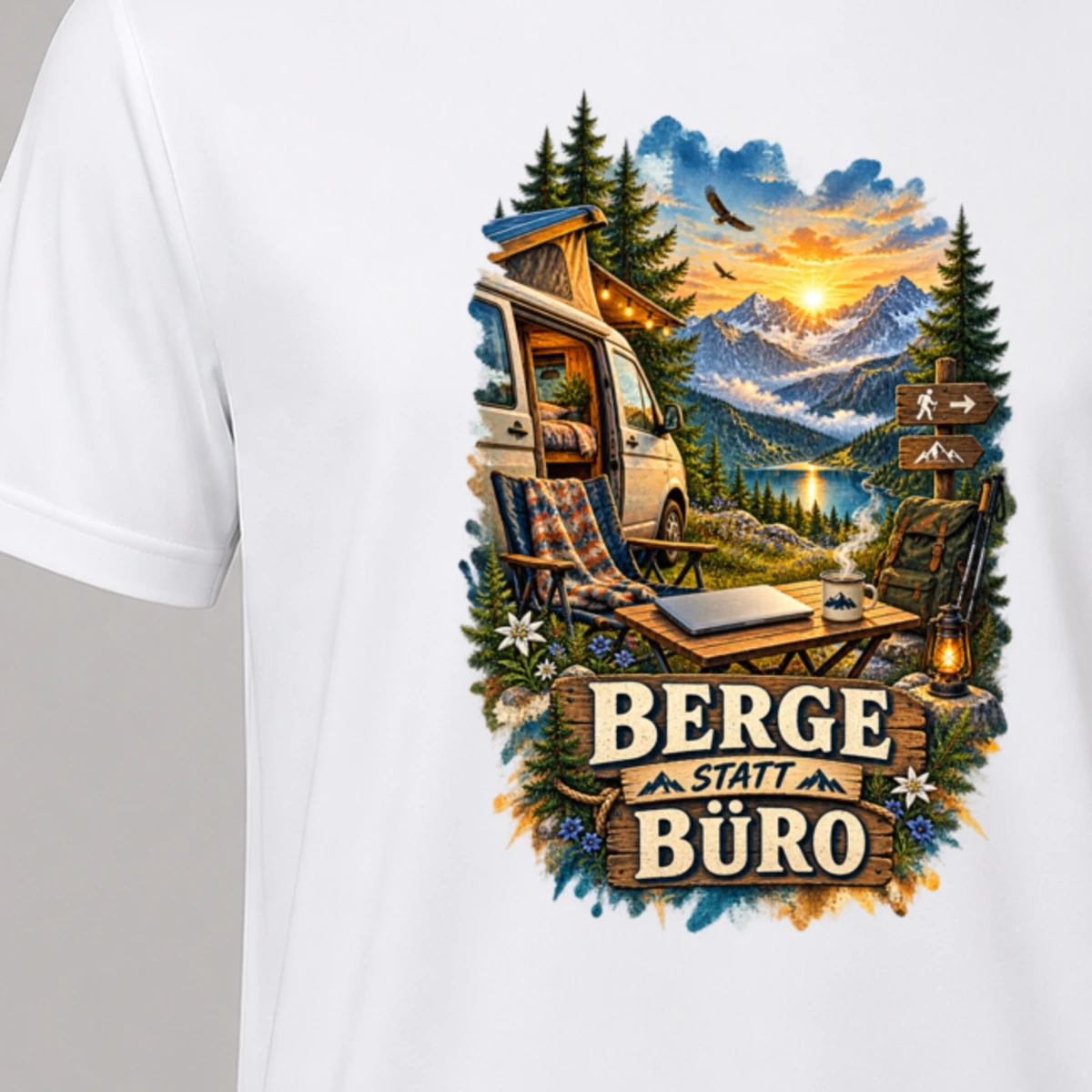 Berge statt Buero T-Shirt Sublimation | Marketing-MV