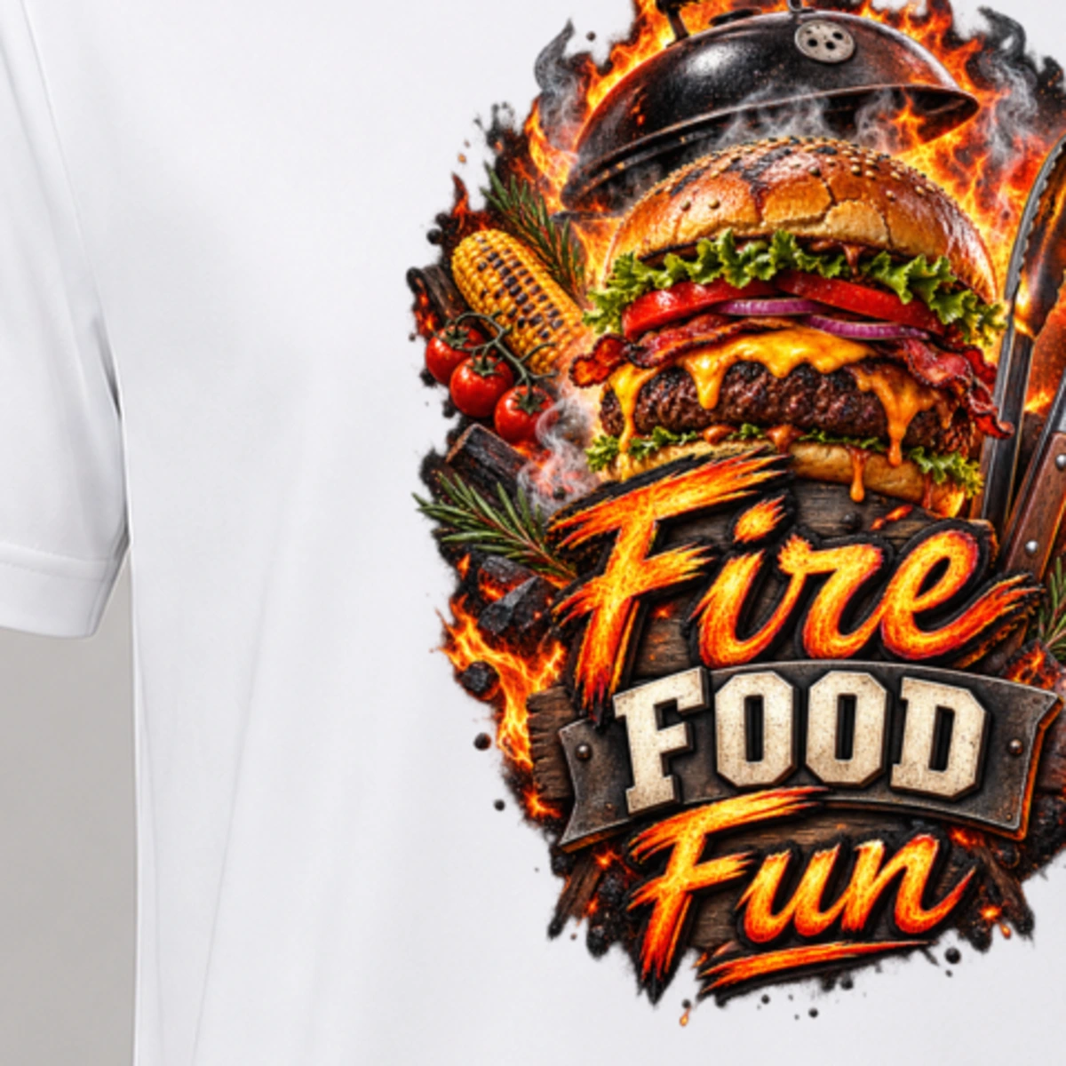 Fire Food Fun T-Shirt Sublimation | Marketing-MV