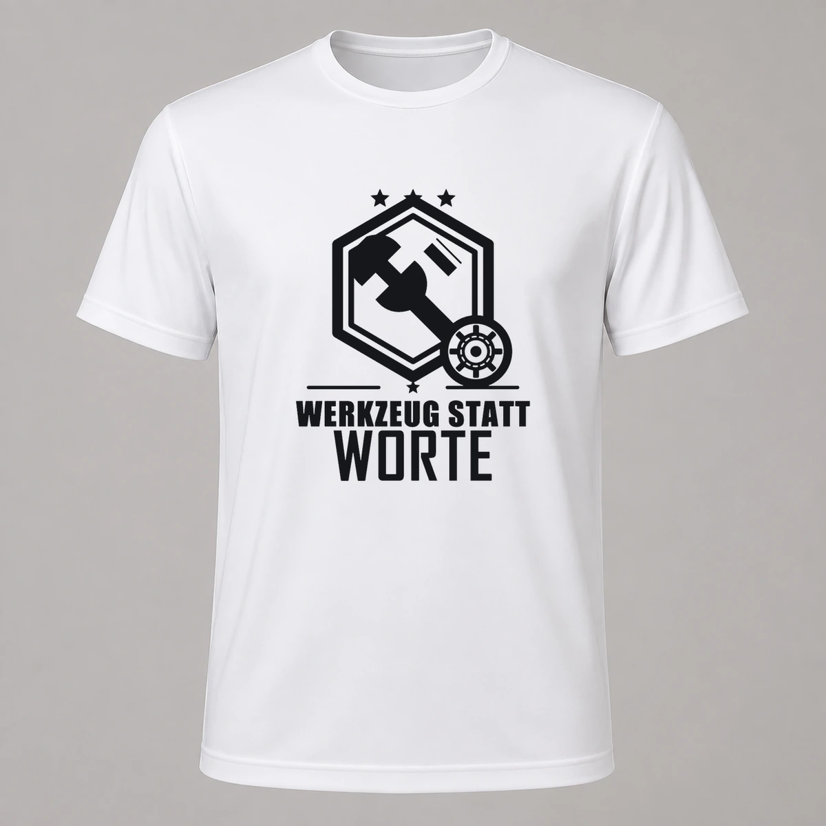 Werkzeug statt Worte T-Shirt Flexdruck | Marketing-MV