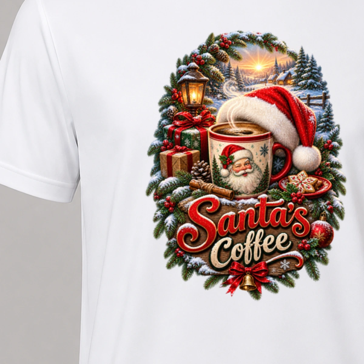 Santa's Coffee T-Shirt Sublimation | Marketing-MV