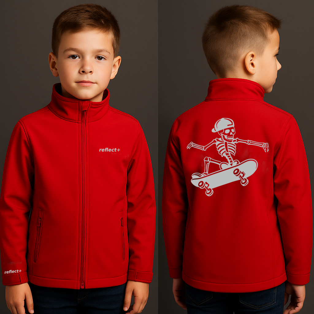 Skateboard Skelett Kids Softshell Jacket | reflect+ by Marketing-MV