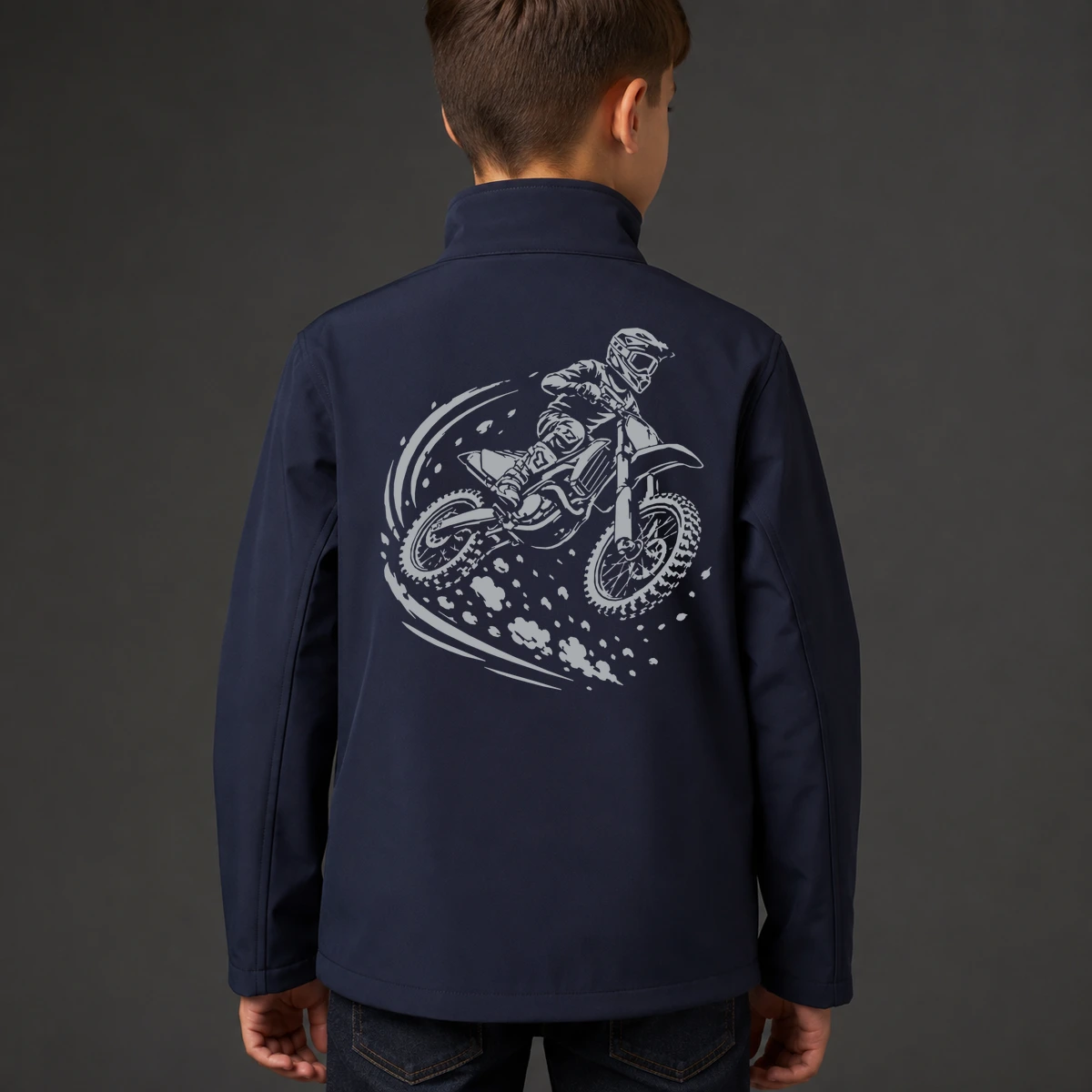 Motocross Jump Kids Softshelljacke | reflect+ by Marketing-MV
