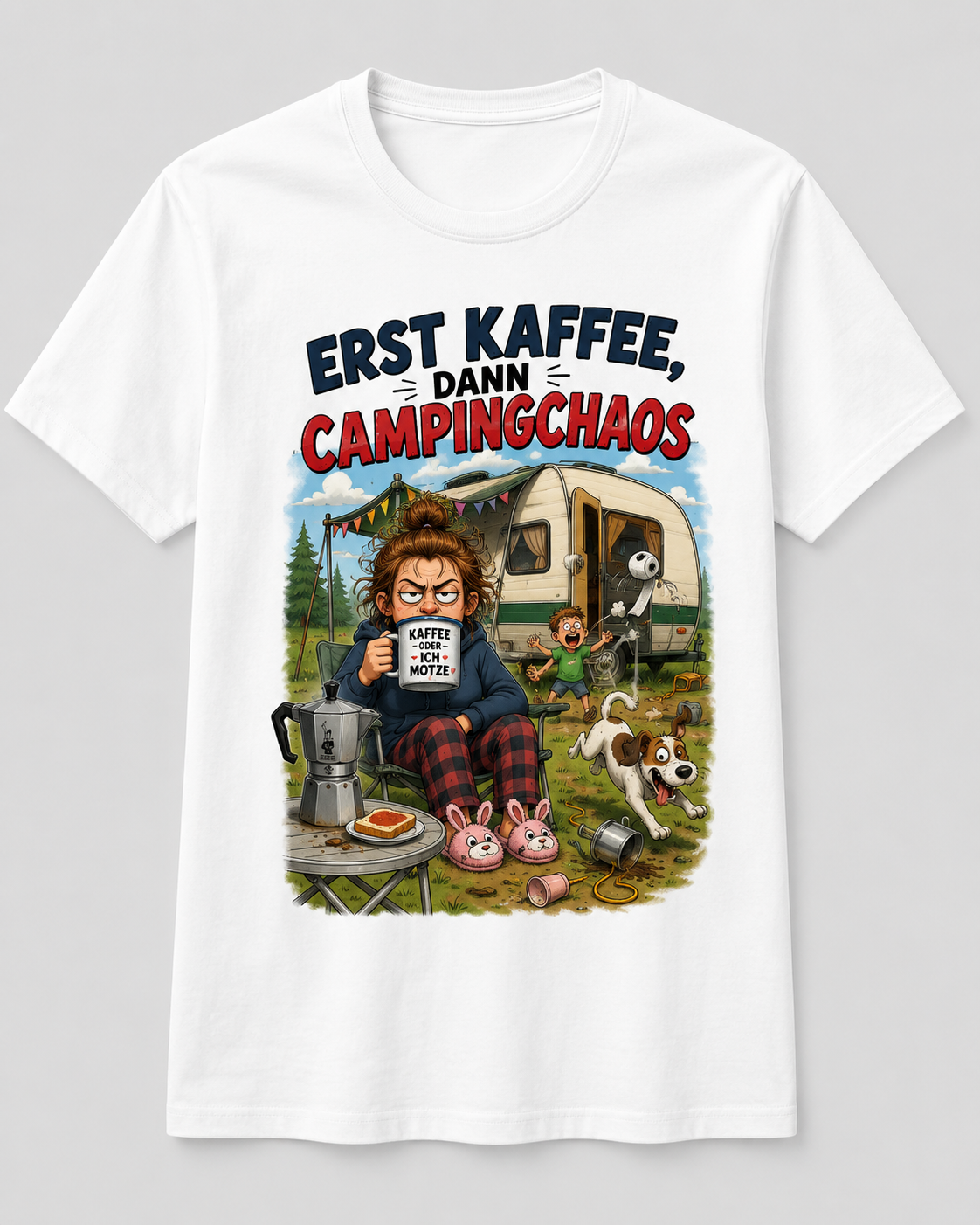 Erst Kaffee dann Campingchaos – Camper T-Shirt