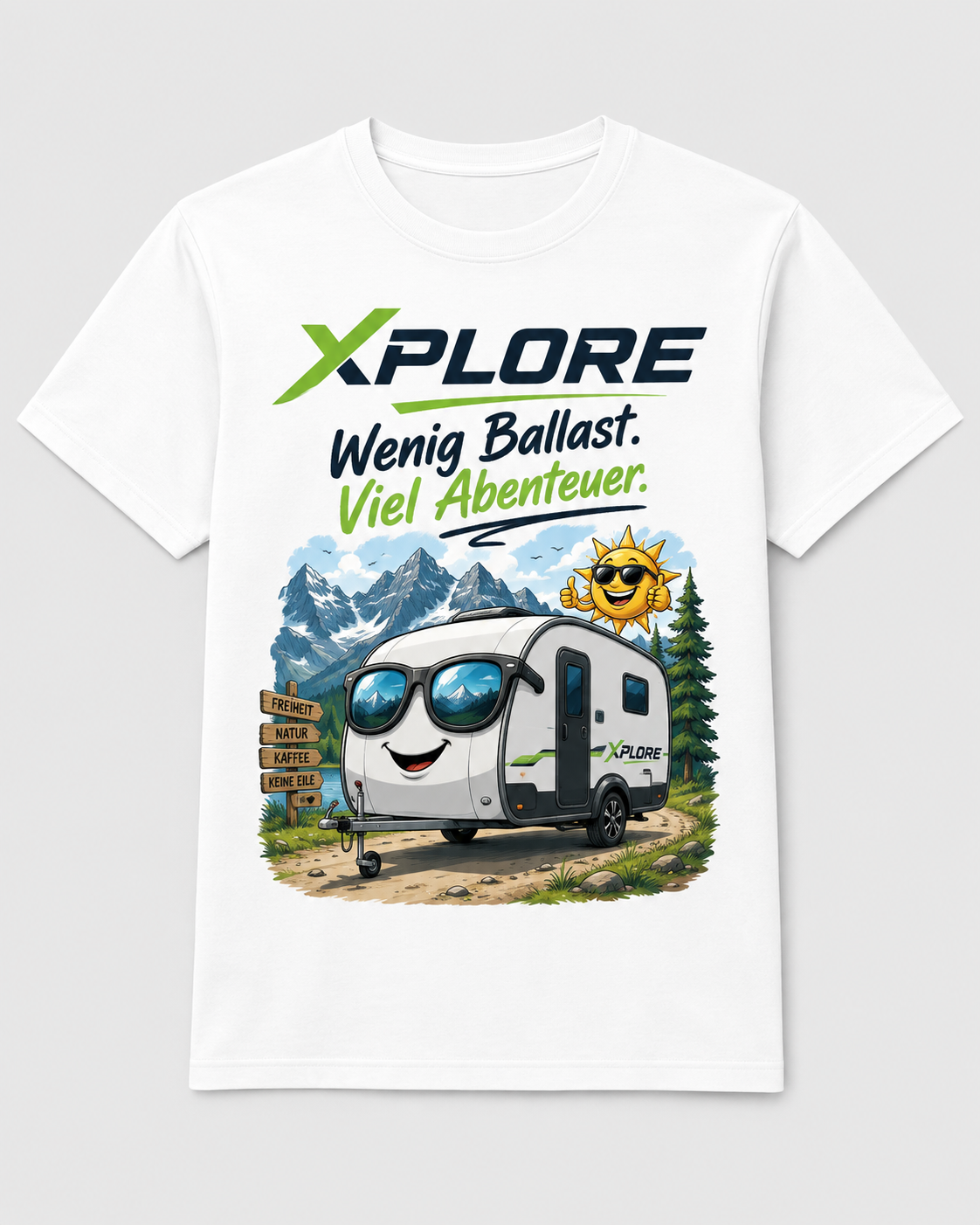 Xplore Wenig Ballast viel Abenteuer – Camper T-Shirt