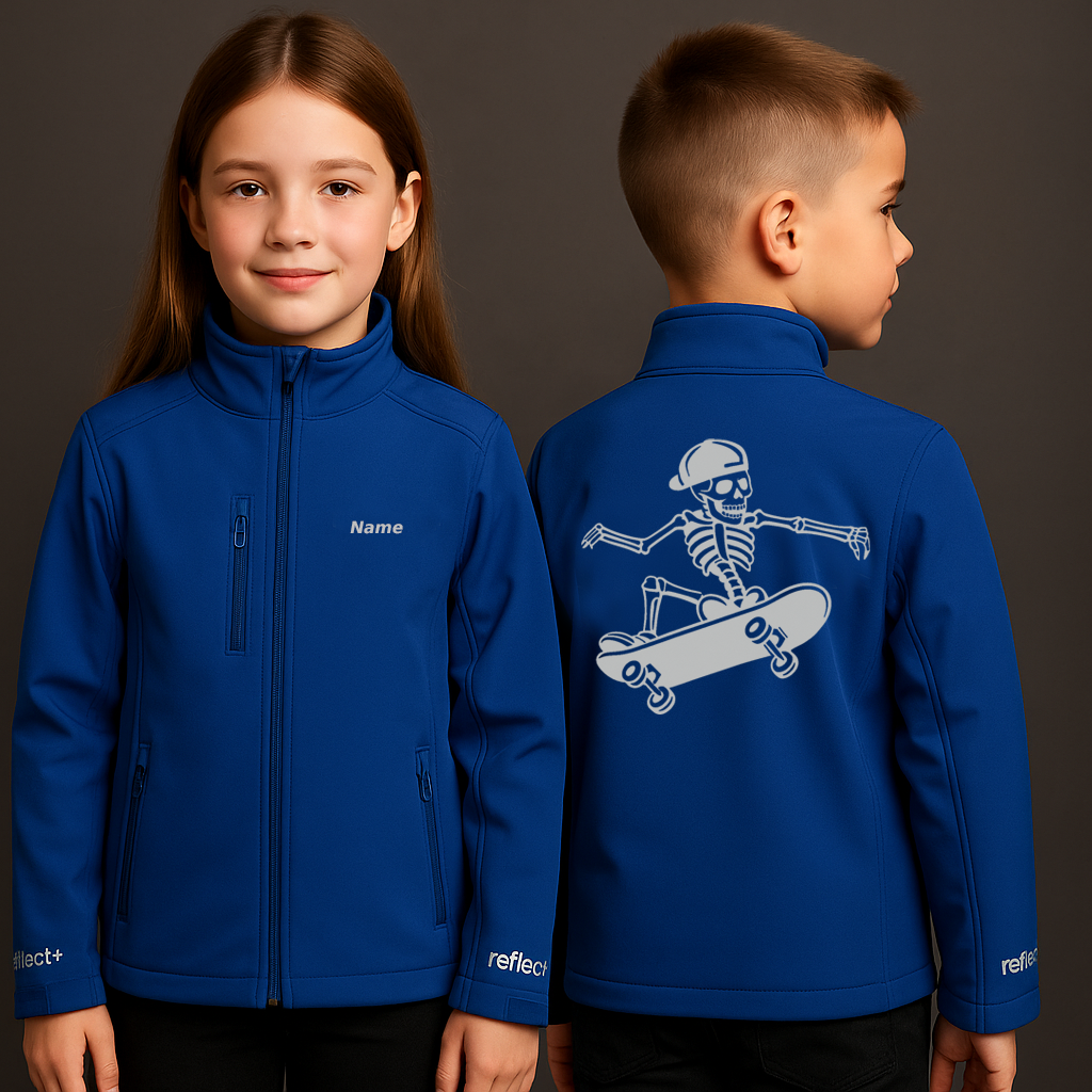 Skateboard Skelett Kids Softshell Jacket | reflect+ by Marketing-MV
