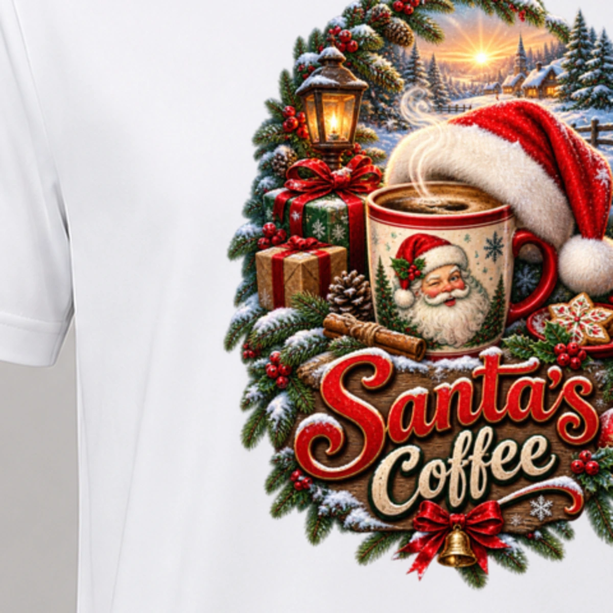 Santa's Coffee T-Shirt Sublimation | Marketing-MV