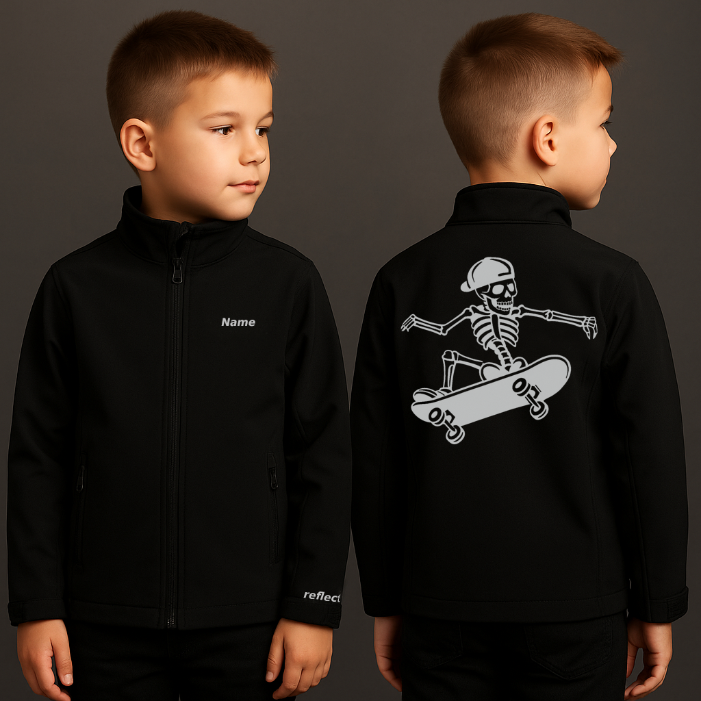 Skateboard Skelett Kids Softshell Jacket | reflect+ by Marketing-MV