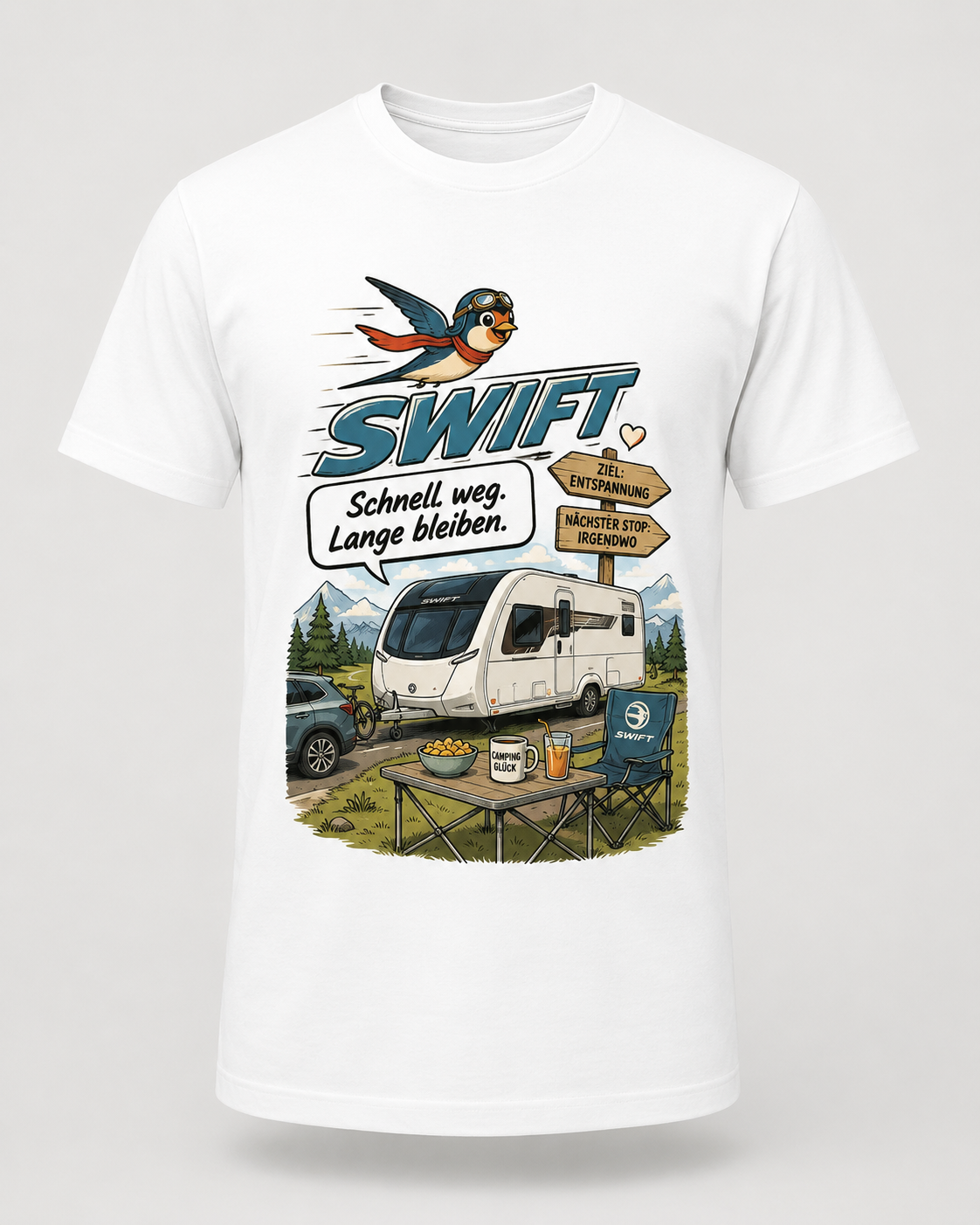 Swift Schnell weg lange bleiben – Camper T-Shirt