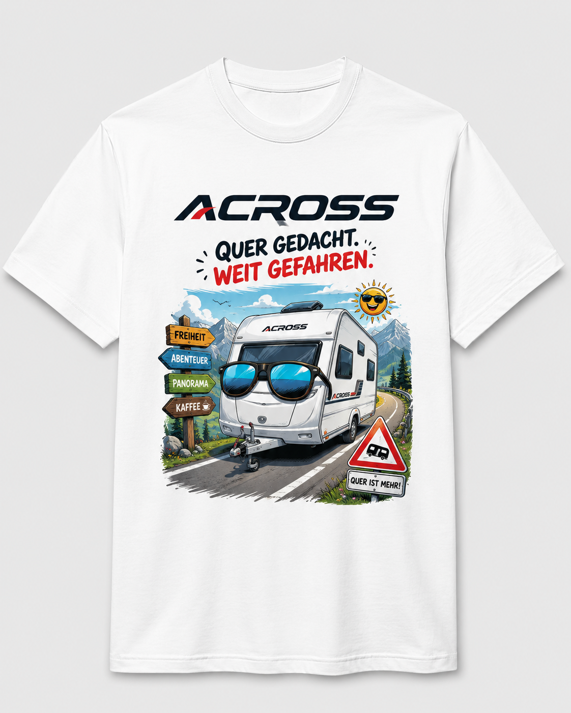 Across Quer gedacht weit gefahren – Camper T-Shirt