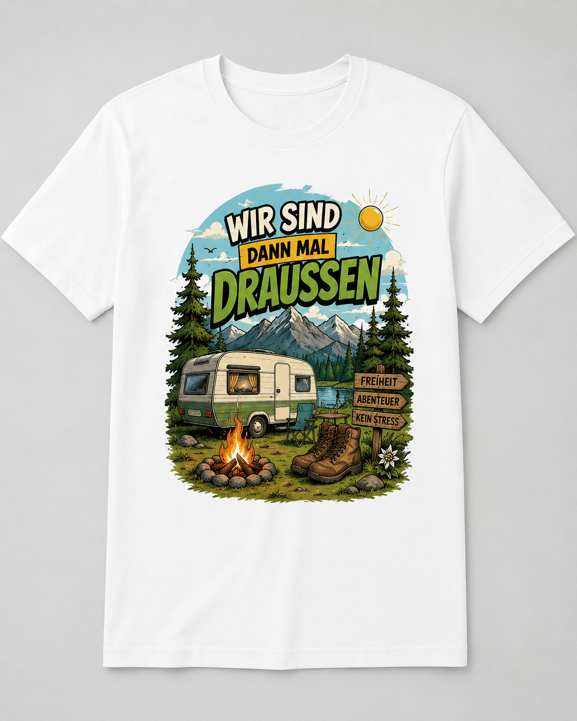 Wir sind dann mal draußen – Camper T-Shirt