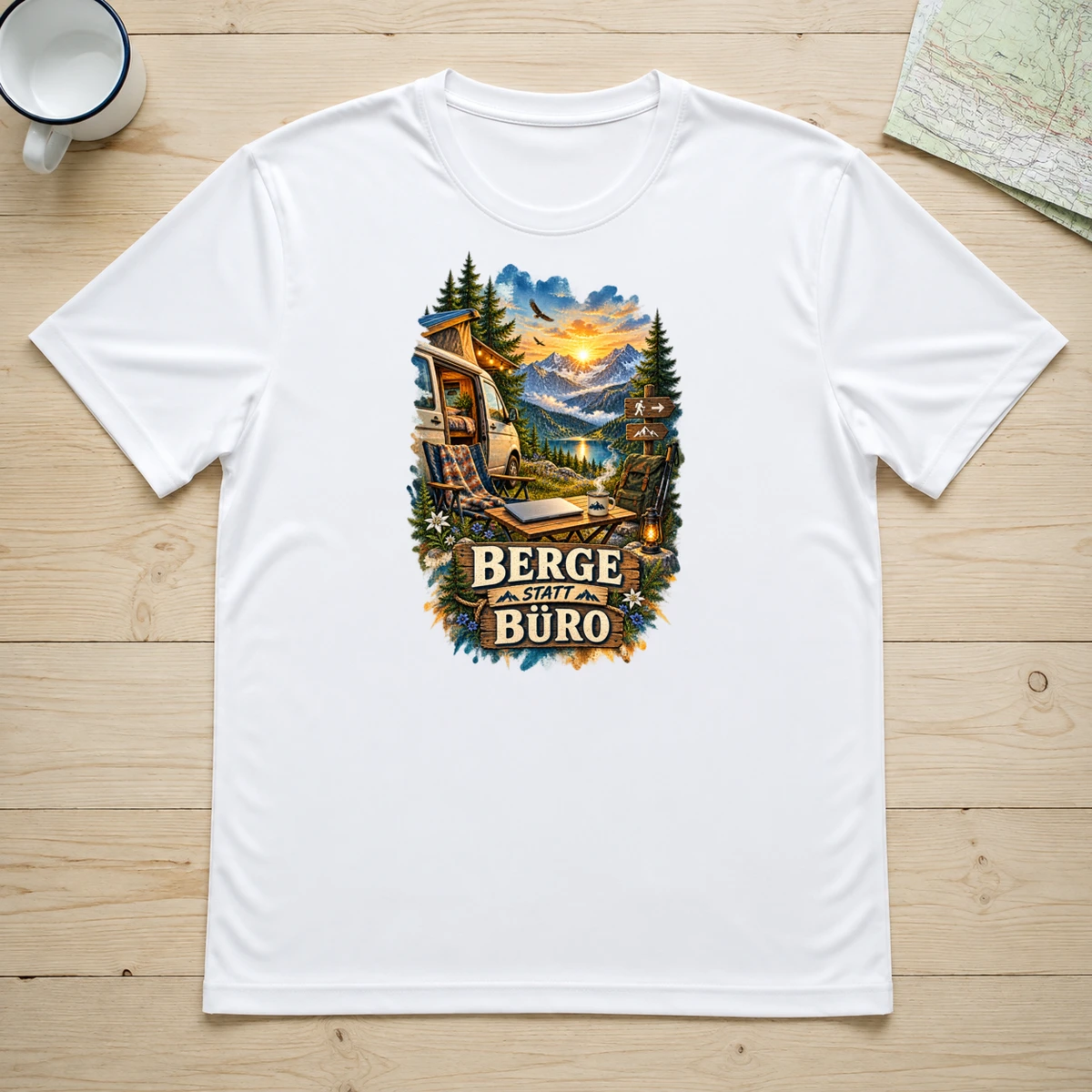 Berge statt Buero T-Shirt Sublimation | Marketing-MV