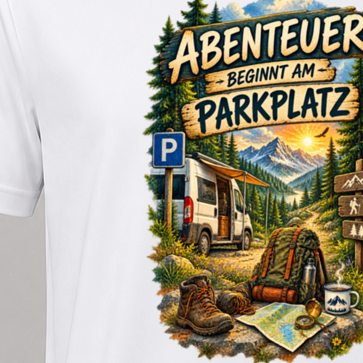 Abenteuer beginnt am Parkplatz T-Shirt Sublimation | Marketing-MV