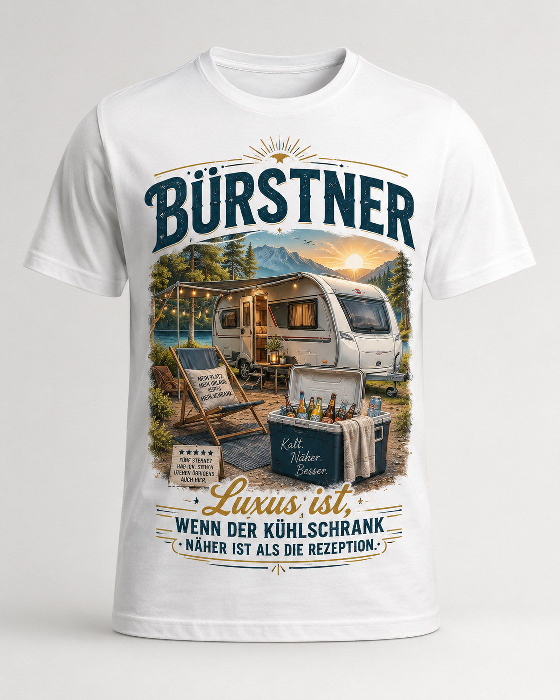 Bürstner Kühlschrank statt Rezeption – Camper T-Shirt
