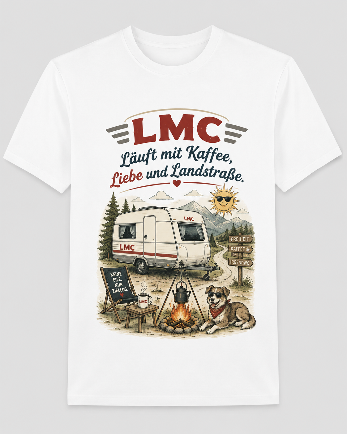 LMC Läuft mit Kaffee Liebe und Landstraße – Camper T-Shirt