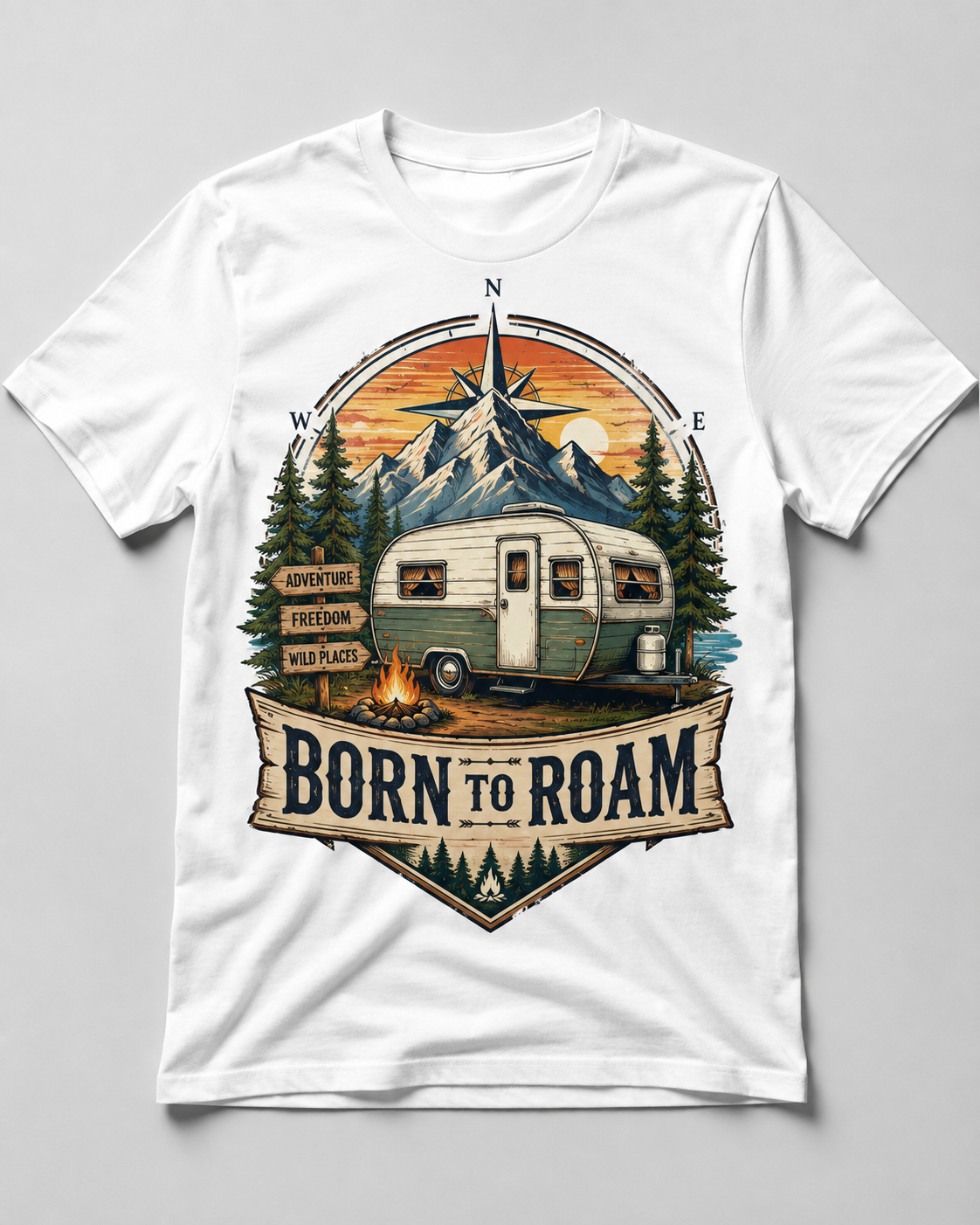 Born to Roam – Wohnwagen Camper T-Shirt