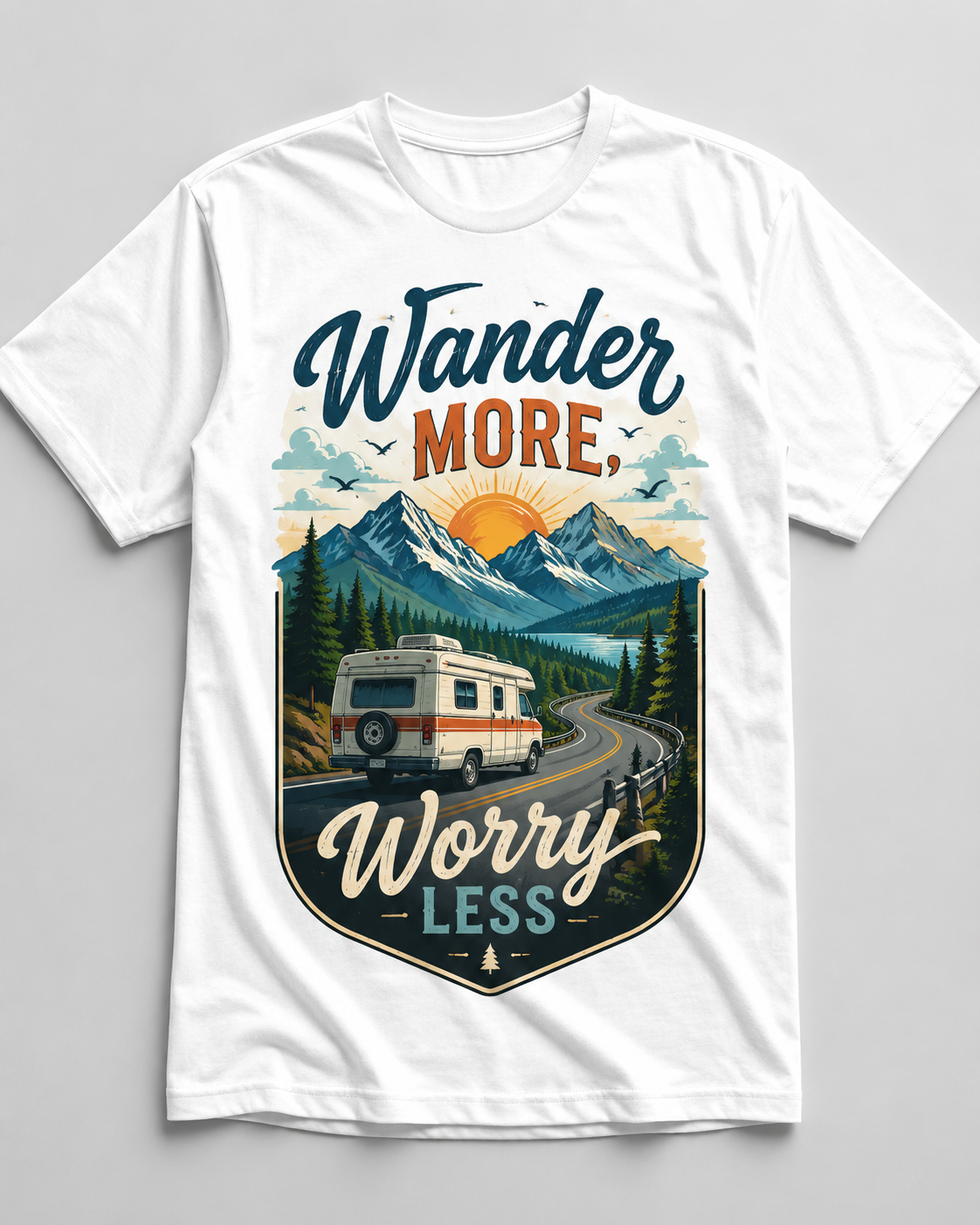 Wander More Worry Less – Wohnmobil Camper T-Shirt