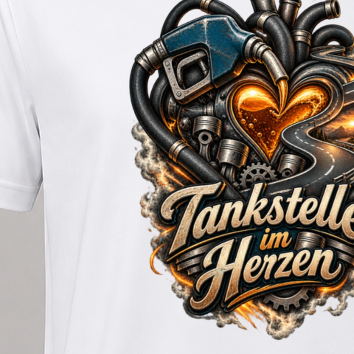 Tankstelle im Herzen T-Shirt Sublimation | Marketing-MV