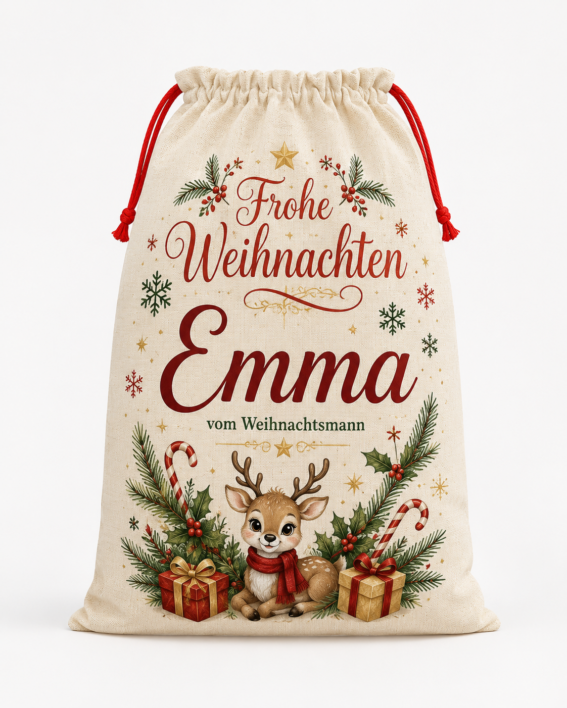 Personalisierter Weihnachtssack mit Wunschname | 50 × 68 cm