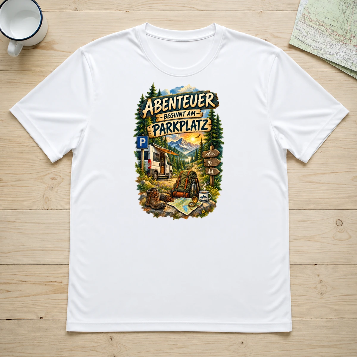 Abenteuer beginnt am Parkplatz T-Shirt Sublimation | Marketing-MV