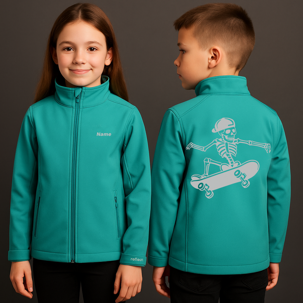 Skateboard Skelett Kids Softshell Jacket | reflect+ by Marketing-MV