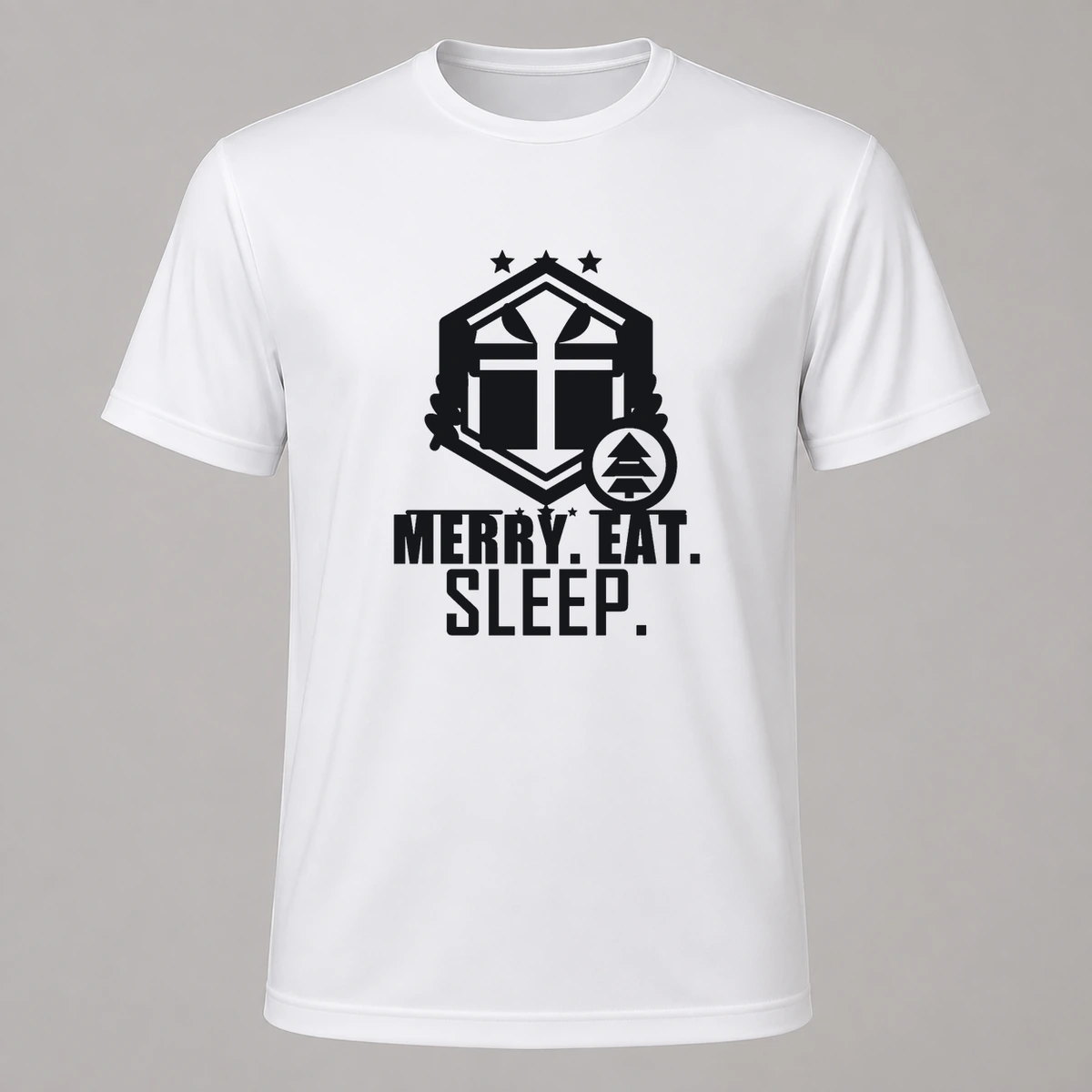 Merry Eat Sleep T-Shirt Flexdruck | Marketing-MV