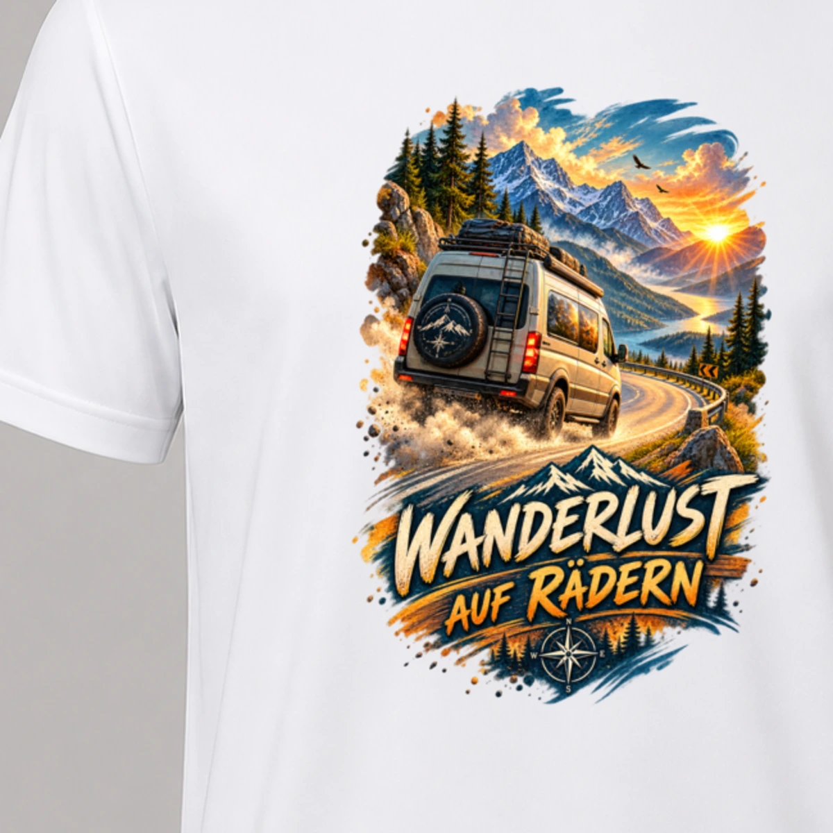 Wanderlust auf Raedern T-Shirt Sublimation | Marketing-MV