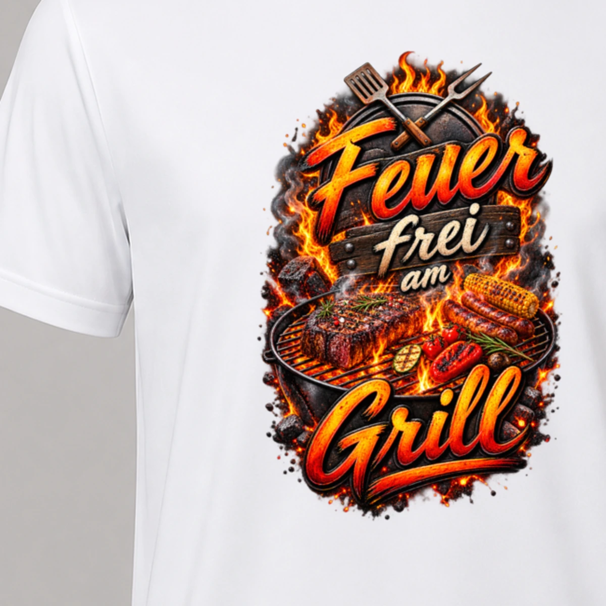 Feuer frei am Grill T-Shirt Sublimation | Marketing-MV