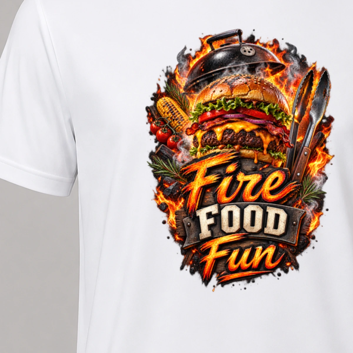 Fire Food Fun T-Shirt Sublimation | Marketing-MV